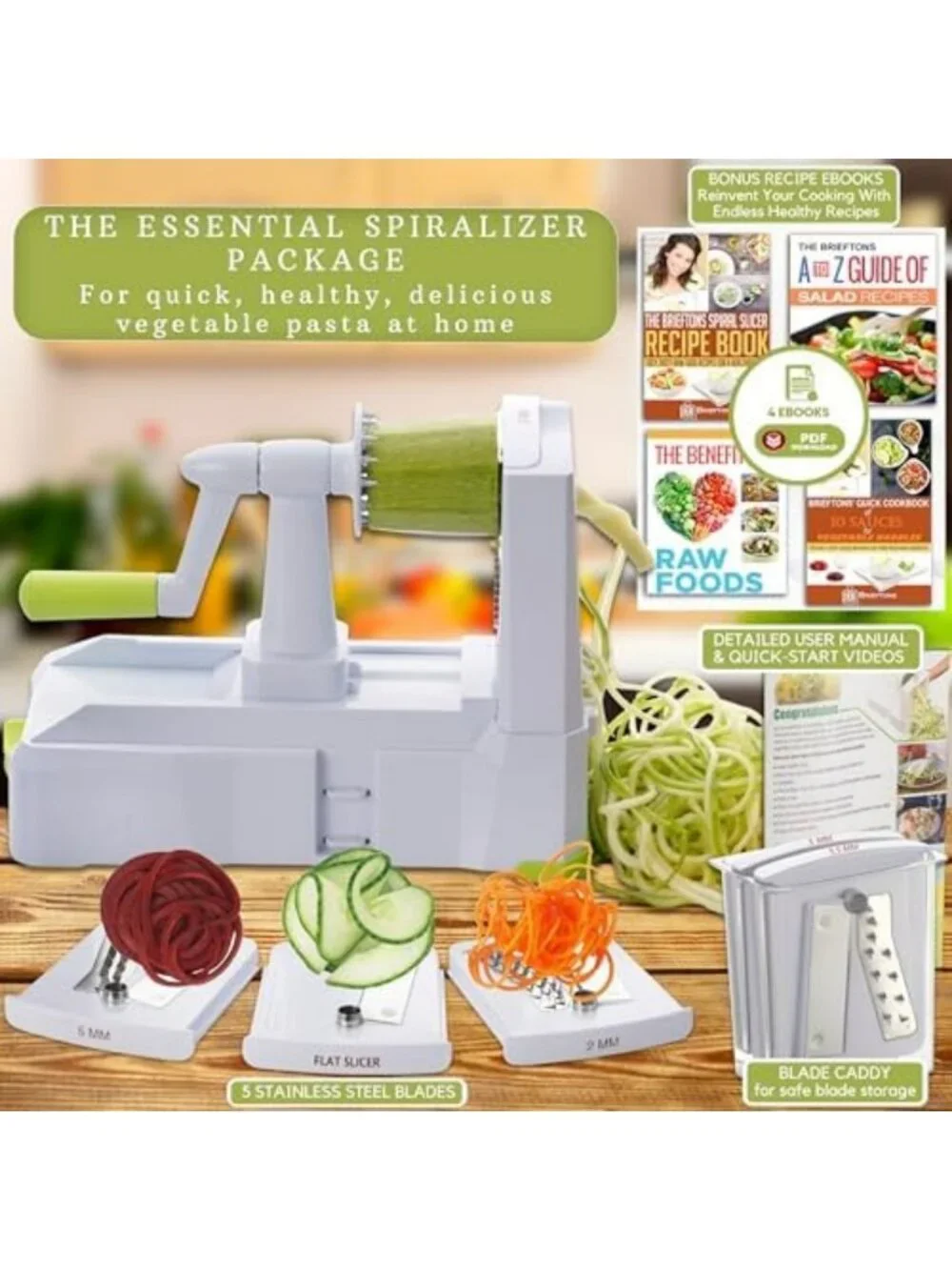 5-Blade Vegetable Spiralizer & Noodle Maker - Zucchini, Sweet Potato, Beet